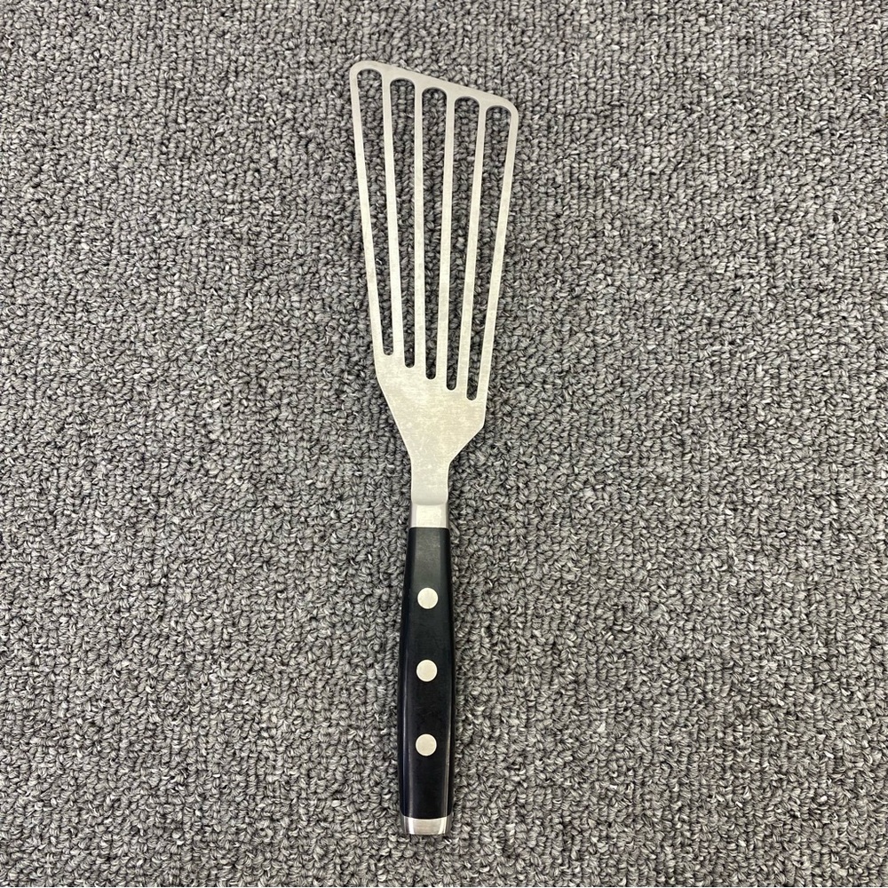Premium Stainless Steel Slotted Turner Black Handle Durable Vintage Classic Pro - Picture 2 of 8